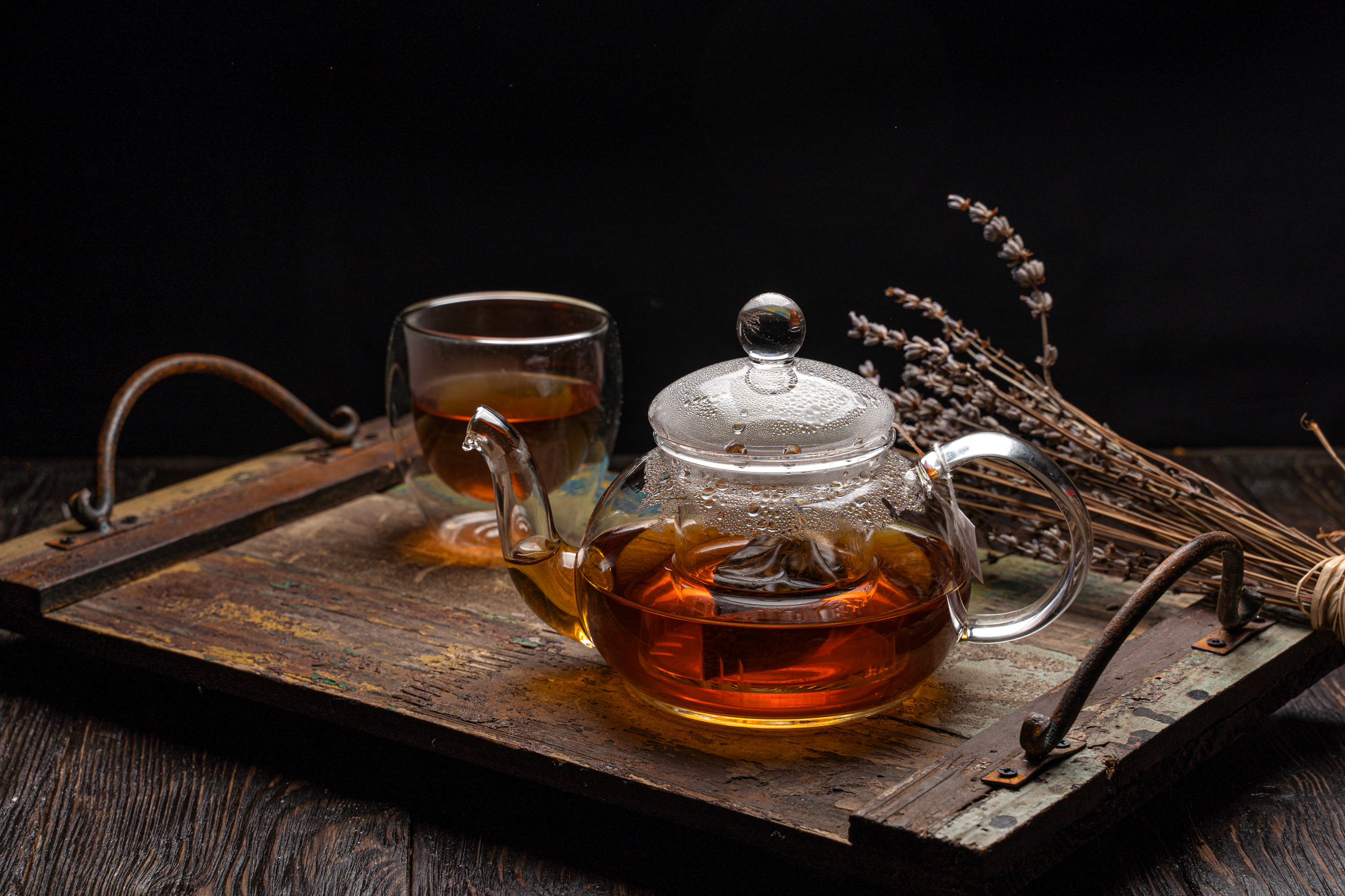 Teapot on a Wooden Tray